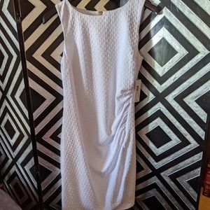 Bisou Bisou White Sleeveless Gathered/Ruched Waist Dress